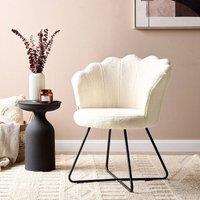 Wyld and Coco X Armless Boucl Shell Chair White - Black Metal Frame