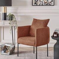 Wyld and Coco Armchair - Golden Brown Faux Linen Black Iron Legs