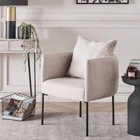 Wyld and Coco Armchair Light Beige Faux Linen Retro Style