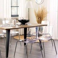 Wyld and Coco Transparent Dining Chairs Set of 2 with Iron Legs in Clear
