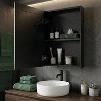 Wyld and Coco Luxor LED Mirror Cabinet Black Glass 40 x 60 cm Modern
