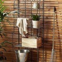Wyld and Coco Evergreen 4-Tier Metal Plant Shelf Black Freestanding