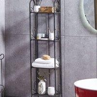 Wyld and Coco Everstone 4-Tier Black Metal Free-Standing Bathroom Shelf