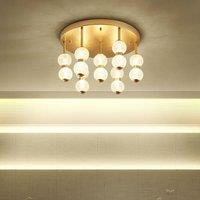 Wyld and Coco Round Pendant Light Gold Metal Frame Glass Shade Integrated LED 3000K