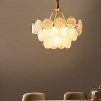 Wyld and Coco Glamour Lighting 56cm Brass-Toned Iron and Frosted Glass Chandelier in Bronze