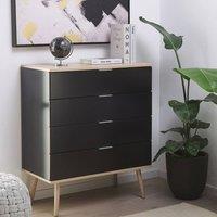 Wyld and Coco 4-Drawer Chest Black 93 x 79 cm