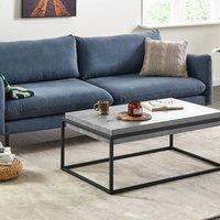 Wyld and Coco Grey Concrete Effect Coffee Table - 115 x 64 cm Black Metal Frame