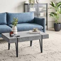 Wyld and Coco Concrete Effect Coffee Table with Powder-Coated Metal Legs 100 x 60 cm in Grey