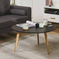Wyld and Coco Black Oval Coffee Table 80 cm Beechwood Tripod Base