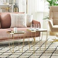 Wyld and Coco Glam Side Tables Set of 2 - Gold Base Mirrored Glass Tops