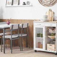 Wyld and Coco White Pine Kitchen Trolley - 2 Drawers 1 Cabinet 2 Racks Castors