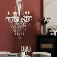 Wyld and Coco 5-Light Crystal Chandelier Silver High-Gloss 185 cm in Clear