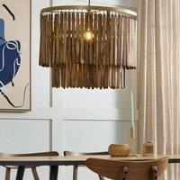 Wyld and Coco Mango Wood Pendant Light - Dark Brown Boho Industrial