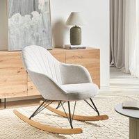 Wyld and Coco Off-White Fabric Rocking Chair with Wood Skates in White