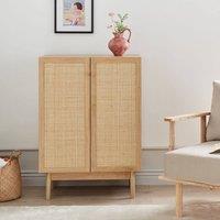 Wyld and Coco 2-Door Rattan Front Sideboard - Pine Accents W73 x D41 x H102cm in Brown