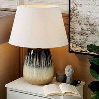 Wyld and Coco Table Lamp 63cm - Grey Handmade Ceramic White Linen Cone Shade