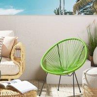 Wyld and Coco Green PE Rattan Papasan Chair Modern Indoor Outdoor Accent Chair