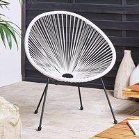 Wyld and Coco White PE Rattan Papasan Chair - Modern Round Indoor Outdoor