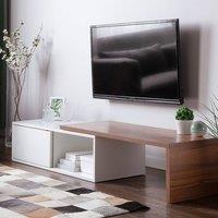 Wyld and Coco TV Stand 70 - White and Light Brown MDF Extending Top