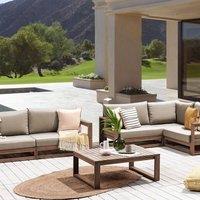 Wyld and Coco Everwood Modular Acacia 4 Seater Sofa Set Coffee Table and Taupe in Brown