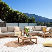 Wyld and Coco Acacia Modular 4-Seater Set with Coffee Table Light Brown