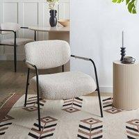 Wyld and Coco Mid Century Low Profile Armchair Light Beige Woven Polyester