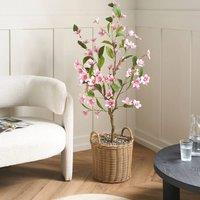 Wyld and Coco 128 cm Artificial Magnolia Tree with Pink Blossoms and Green Leaves