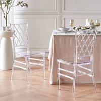 Wyld and Coco Transparent Dining Chairs Set of 2 - Armless Vintage-Modern in Clear