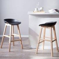 Wyld and Coco Nordic Living Set 2 Counter Height Bar Stools 85 cm Light in Black