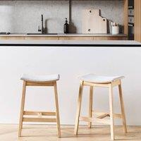 Wyld and Coco Set of 2 Grey Rubberwood Bar Chairs Upholstered Seats