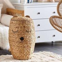 Wyld and Coco Wicker Bear Toy Hamper - Natural Water Hyacinth Lid