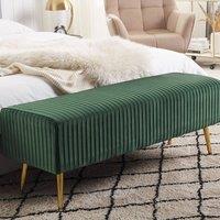 Wyld and Coco Emerald Green Velvet Bench with Gold-Tone Metal Legs 118 x 40 cm