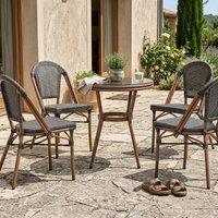 Wyld and Coco Grey PE Rattan Patio Table 70cm Tempered Glass Top and Aluminium Frame