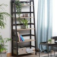 Wyld and Coco Ladder Bookcase 5 Tier Leaning Shelving Rack Black and Light Brown