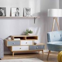 Wyld and Coco Sideboard Brown - Asymmetric 4 Drawers and 2 Shelves