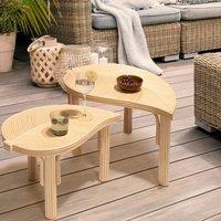 Wyld and Coco Nest of 2 Coffee Tables - Natural Rattan Leaves Design