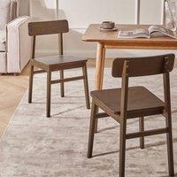 Wyld and Coco Heritage Set of 2 Dark Brown Rubberwood Dining Chairs - Traditional