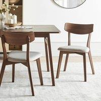 Wyld and Coco Timberline Armless Retro Dining Chairs Set 2 Brown Rubberwood Beige
