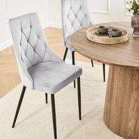 Wyld and Coco Velvet Dining Chairs Set of 2 Light Grey - Black Iron Legs