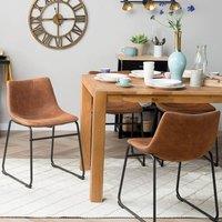 Wyld and Coco Dining Chairs Set of 2 - Brown Fabric Black Powder-Coated Legs