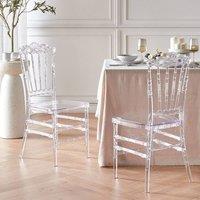 Wyld and Coco Set of 2 Transparent Vintage-Inspired Polycarbonate Dining Chairs in Clear