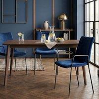 Wyld and Coco Velvet Dining Chairs Set of 2 Dark Blue with Armrests - Stackable