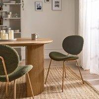 Wyld and Coco Dark Green Boucle Dining Chairs Set of 2 - Wood-Look Iron Legs