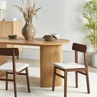 Wyld and Coco Set of 2 Rubberwood Armless Dining Chairs Taupe Fabric in Brown