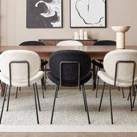 Wyld and Coco Set of 2 Black Boucl Armless Dining Chairs with Iron Legs