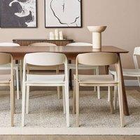 Wyld and Coco Beige Stackable Armless Dining Chairs Set of 2 - Contemporary Modern