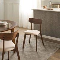 Wyld and Coco Heritage Armless Dining Chairs Set 2 Dark Rubberwood Off-White in White