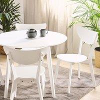 Wyld and Coco White Dining Chairs Set 2 Armless Curved Back Wood Seat Rubberwood