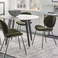 Wyld and Coco Dark Green Boucle Dining Chairs - Set of 2