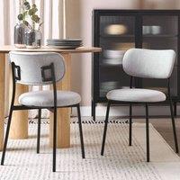 Wyld and Coco Set of 2 Grey Polyester Armless Dining Chairs with Metal Legs
